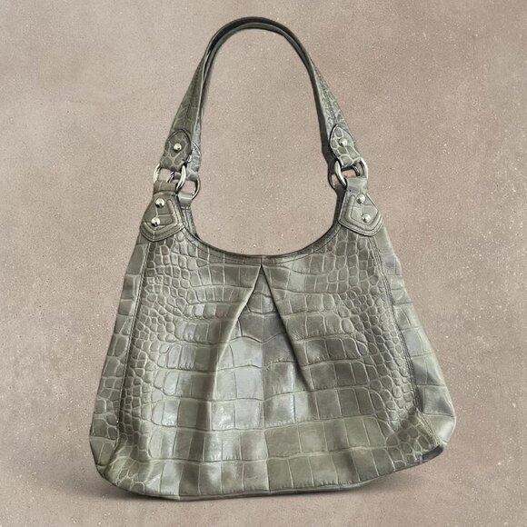 Coach Madison Maggie Bag In Embossed Crocodile Leather in Grey - Picture 2 of 6
